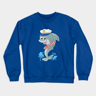 blue captain dolphin Crewneck Sweatshirt